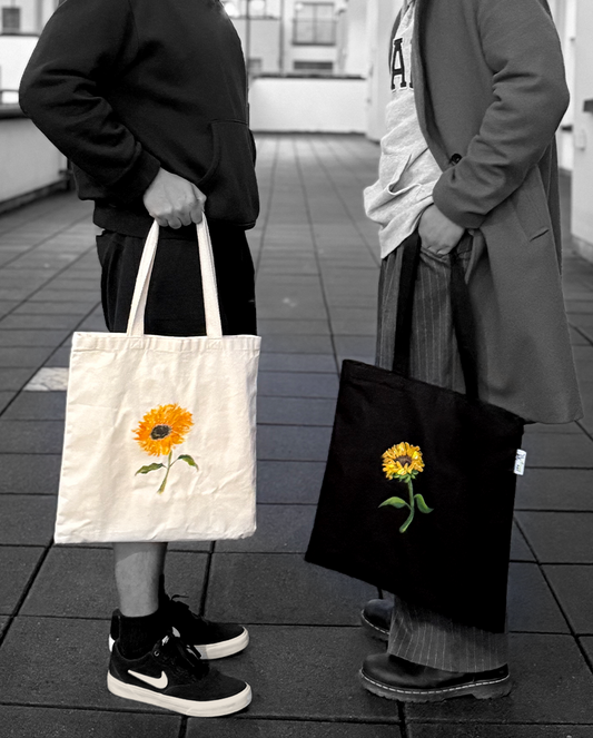 Sunflower Duo Tote Set (Black & White) – Hand-Painted